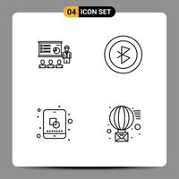 Set of 4 Commercial Filledline Flat Colors pack for presentation signal graph statistics edit Editable Vector Design Elements