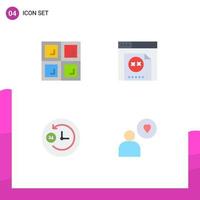 Pack of 4 Modern Flat Icons Signs and Symbols for Web Print Media such as construction man error clock heart Editable Vector Design Elements