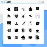 Universal Icon Symbols Group of 25 Modern Solid Glyphs of board advertising lamp intersection circles Editable Vector Design Elements