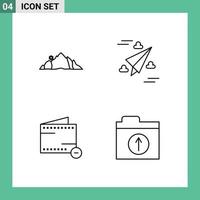 Set of 4 Vector Filledline Flat Colors on Grid for hill commerce mountain design minus Editable Vector Design Elements