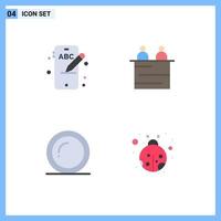 conjunto de 4 iconos planos vectoriales en cuadrícula para dispositivos móviles gracias al trabajo en equipo de negocios insectos elementos de diseño vectorial editables vector