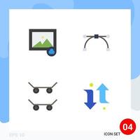 Group of 4 Modern Flat Icons Set for cloud left anchor skateboard 5 Editable Vector Design Elements