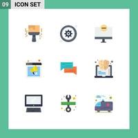 Group of 9 Modern Flat Colors Set for speaker internet target browser hardware Editable Vector Design Elements