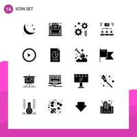 16 Universal Solid Glyphs Set for Web and Mobile Applications interface task online project team Editable Vector Design Elements