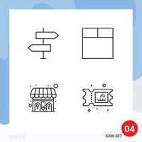 4 User Interface Line Pack of modern Signs and Symbols of arrow wc direction wireframe water Editable Vector Design Elements