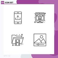 4 Creative Icons Modern Signs and Symbols of application document smartphone database folder Editable Vector Design Elements