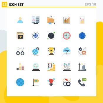 paquete de 25 colores planos creativos de datos de diagrama de estadísticas gráficos comerciales elementos de diseño vectorial editables vector