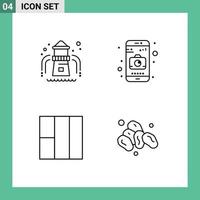 Pictogram Set of 4 Simple Filledline Flat Colors of water slide fruit application grid Layer 1 Editable Vector Design Elements