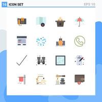 User Interface Pack of 16 Basic Flat Colors of communication action conference spring rain Editable Pack of Creative Vector Design Elements