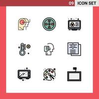 Set of 9 Modern UI Icons Symbols Signs for person human adjustment weather temperature Editable Vector Design Elements