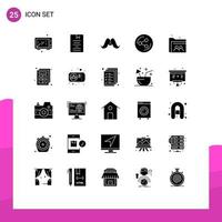 Set of 25 Vector Solid Glyphs on Grid for social share knowledge men movember Editable Vector Design Elements