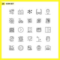 Group of 25 Modern Lines Set for pin gps social watch hd Editable Vector Design Elements