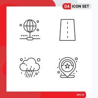Set of 4 Commercial Filledline Flat Colors pack for connection news driveway path weather Editable Vector Design Elements