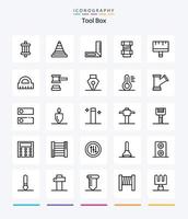 Creative Tools 25 OutLine icon pack  Such As ruler. architecture. carpenter. tools. brush vector