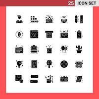 Modern Set of 25 Solid Glyphs and symbols such as pencil drafting book herb bath Editable Vector Design Elements