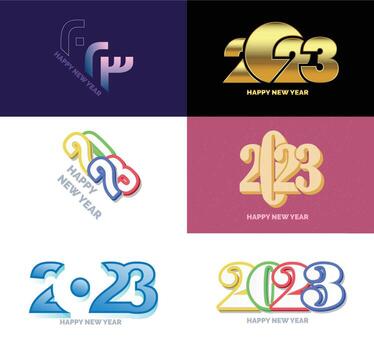 gran conjunto de 2023 feliz año nuevo diseño de texto de logotipo plantilla de diseño de número 2023 vector