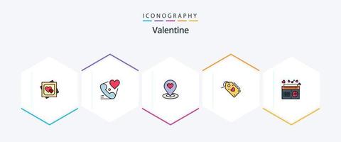 Valentine 25 FilledLine icon pack including valentine. tag. love. heart. location finder vector