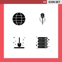 Set of 4 Modern UI Icons Symbols Signs for globe autumn world construction gardening Editable Vector Design Elements