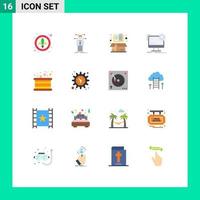 Mobile Interface Flat Color Set of 16 Pictograms of site layout solution internet item Editable Pack of Creative Vector Design Elements