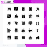 User Interface Pack of 25 Basic Solid Glyphs of female study desktop online mobile application Editable Vector Design Elements