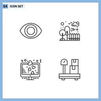 Set of 4 Modern UI Icons Symbols Signs for eye love city display box Editable Vector Design Elements