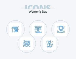 día de la mujer icono azul paquete 5 diseño de iconos. feminismo. bandera. tarjeta. feminismo. calendario vector