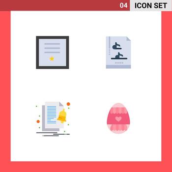 Universal Icon Symbols Group of 4 Modern Flat Icons of badges file ribbon music notify Editable Vector Design Elements