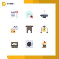 Flat Color Pack of 9 Universal Symbols of marketplace building interaction gambling casino Editable Vector Design Elements