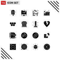 Group of 16 Modern Solid Glyphs Set for olympic games greece game ancient love Editable Vector Design Elements