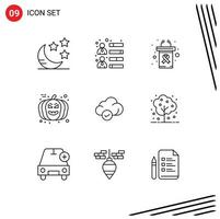 9 Universal Outline Signs Symbols of storage cloud presentation avatar halloween Editable Vector Design Elements