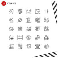 User Interface Pack of 25 Basic Lines of coin zloty eggs tap faucet Editable Vector Design Elements