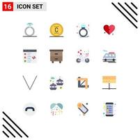 Pictogram Set of 16 Simple Flat Colors of develop check present wedding love Editable Pack of Creative Vector Design Elements