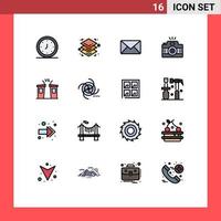 Pictogram Set of 16 Simple Flat Color Filled Lines of debate picture email photo camera Editable Creative Vector Design Elements