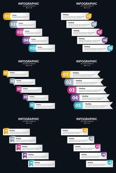 Vector 6 Infographics Pack Presentation slide template 5 Steps cycle diagrams and timelines