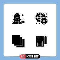 4 Thematic Vector Solid Glyphs and Editable Symbols of avatar cascade profile radioactive layers Editable Vector Design Elements