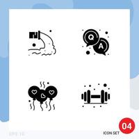 Pictogram Set of 4 Simple Solid Glyphs of pipe love sewage question wedding Editable Vector Design Elements