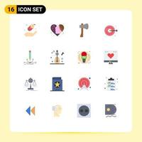 16 Universal Flat Color Signs Symbols of handicraft embroidery ax clot building Editable Pack of Creative Vector Design Elements