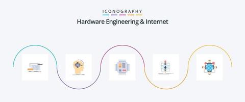 ingeniería de hardware y paquete de iconos de 5 planos de Internet que incluye contaminación. ecología. humano. tecnología. pastilla vector