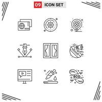 Set of 9 Vector Outlines on Grid for buildings illustration target designing marker Editable Vector Design Elements