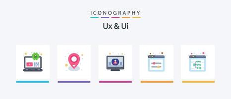 paquete de iconos ux y ui flat 5 que incluye diagrama de flujo. diseño de interfaz de usuario. cuenta. controles deslizantes de interfaz de usuario. garrapata. diseño de iconos creativos vector