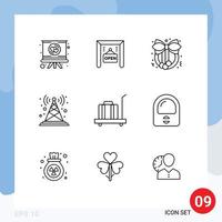 9 Universal Outline Signs Symbols of scale baggage decoration radio antenna station Editable Vector Design Elements