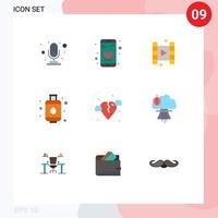 paquete de iconos de vector de stock de 9 signos y símbolos de línea para explosión sic película corazón romper elementos de diseño de vector editables