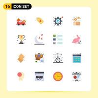 Mobile Interface Flat Color Set of 16 Pictograms of school product energy package money Editable Pack of Creative Vector Design Elements