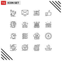 Pack of 16 Modern Outlines Signs and Symbols for Web Print Media such as sign good charge remarks tax Editable Vector Design Elements