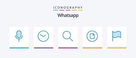 paquete de iconos whatsapp blue 5 que incluye bandera. ui buscar. básico. documento. diseño de iconos creativos vector