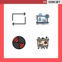 Editable Vector Line Pack of 4 Simple Filledline Flat Colors of arrow cg webinar seminar chart Editable Vector Design Elements