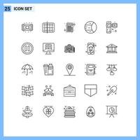 Modern Set of 25 Lines and symbols such as camcorder space sample science interface Editable Vector Design Elements