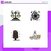 4 Thematic Vector Filledline Flat Colors and Editable Symbols of choice ice cream judgment spider sweet Editable Vector Design Elements