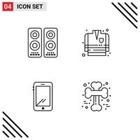 User Interface Pack of 4 Basic Filledline Flat Colors of cinema mobile speaker fireman iphone Editable Vector Design Elements