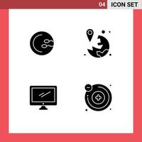 Universal Icon Symbols Group of 4 Modern Solid Glyphs of process computer medicine map device Editable Vector Design Elements